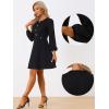 imageAllegra K Work Office Dress for Womens Button Decor ALine Long Sleeve DressBlack