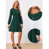 imageAllegra K Work Office Dress for Womens Button Decor ALine Long Sleeve DressGreen