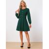 imageAllegra K Work Office Dress for Womens Button Decor ALine Long Sleeve DressGreen