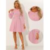 imageAllegra K Work Office Dress for Womens Button Decor ALine Long Sleeve DressPink