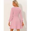 imageAllegra K Work Office Dress for Womens Button Decor ALine Long Sleeve DressPink