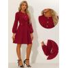 imageAllegra K Work Office Dress for Womens Button Decor ALine Long Sleeve DressRed