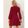 imageAllegra K Work Office Dress for Womens Button Decor ALine Long Sleeve DressRed