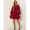 imageAllegra K Work Office Dress for Womens Button Decor ALine Long Sleeve DressRed