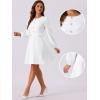 imageAllegra K Work Office Dress for Womens Button Decor ALine Long Sleeve DressWhite