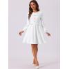 imageAllegra K Work Office Dress for Womens Button Decor ALine Long Sleeve DressWhite