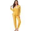 imageAllegra K Womens Sleepwear Lounge Peter Pan Collar Long Sleeve Ruffle Pajama Set