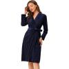 imageAllegra K Womens Velvet Bathrobe Soft Lounge Pajamas Sleepwear Tie Waist Flannel RobeNavy
