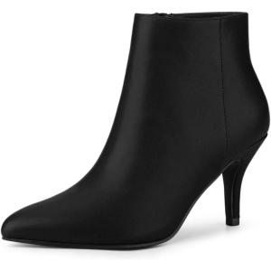imageAllegra K Womens Pointed Toe Zipper Stiletto Heel Ankle BootsBlack