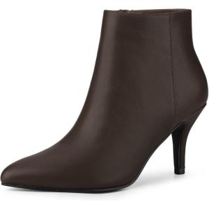 imageAllegra K Womens Pointed Toe Zipper Stiletto Heel Ankle BootsCoffee