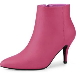 imageAllegra K Womens Pointed Toe Zipper Stiletto Heel Ankle BootsHot Pink