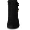 imageAllegra K Womens Pointed Toe Block Heel Zipper Ankle BootsBlack