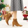 imageAllegra K Womens Pointed Toe Block Heel Zipper Ankle BootsBrown