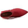 imageAllegra K Womens Pointed Toe Block Heel Zipper Ankle BootsRed