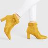 imageAllegra K Womens Pointed Toe Block Heel Zipper Ankle BootsYellow
