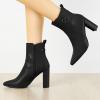 imageAllegra K Womens Pointed Toe Chunky High Heels Ankle BootsBlack