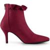 imageAllegra K Womens Pointed Toe Stiletto Heel Ruffle Ankle BootsBurgundy
