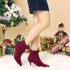 imageAllegra K Womens Pointed Toe Stiletto Heel Ruffle Ankle BootsBurgundy