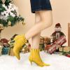 imageAllegra K Womens Pointed Toe Stiletto Heel Ruffle Ankle BootsYellow