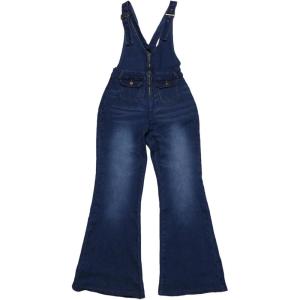 imageAllegra K Overalls Jeans for Womens Casual Adjustable Bib Bell Bottom Denim Pants JumpsuitsDark Blue