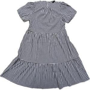 imageAllegra K Plaid Puff Short Sleeve Dress for Women Crewneck High Waist Casual Tiered DressesBlack