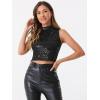 imageAllegra K Metallic Crop Top for Womens Sleeveless Sparkly Sequin TopsBlack