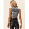 imageAllegra K Metallic Crop Top for Womens Sleeveless Sparkly Sequin TopsDark Silver