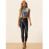 imageAllegra K Metallic Crop Top for Womens Sleeveless Sparkly Sequin TopsDark Silver