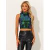 imageAllegra K Metallic Crop Top for Womens Sleeveless Sparkly Sequin TopsGreen Blue