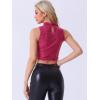 imageAllegra K Metallic Crop Top for Womens Sleeveless Sparkly Sequin TopsHot Pink