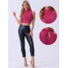 imageAllegra K Metallic Crop Top for Womens Sleeveless Sparkly Sequin TopsHot Pink