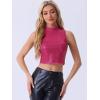 imageAllegra K Metallic Crop Top for Womens Sleeveless Sparkly Sequin TopsHot Pink