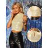 imageAllegra K Metallic Crop Top for Womens Sleeveless Sparkly Sequin TopsLight Gold