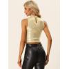imageAllegra K Metallic Crop Top for Womens Sleeveless Sparkly Sequin TopsLight Gold