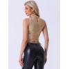 imageAllegra K Metallic Crop Top for Womens Sleeveless Sparkly Sequin TopsRose Gold