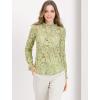 imageAllegra K Womens Elegant See Through Top Ruffle Frill Neck Long Sleeve Floral Lace BlouseGreen