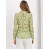 imageAllegra K Womens Elegant See Through Top Ruffle Frill Neck Long Sleeve Floral Lace BlouseGreen