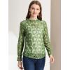 imageAllegra K Womens Elegant See Through Top Ruffle Frill Neck Long Sleeve Floral Lace BlouseGreen1