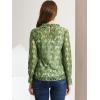 imageAllegra K Womens Elegant See Through Top Ruffle Frill Neck Long Sleeve Floral Lace BlouseGreen1