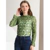 imageAllegra K Womens Elegant See Through Top Ruffle Frill Neck Long Sleeve Floral Lace BlouseGreen1