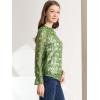 imageAllegra K Womens Elegant See Through Top Ruffle Frill Neck Long Sleeve Floral Lace BlouseGreen1