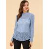 imageAllegra K Womens Elegant See Through Top Ruffle Frill Neck Long Sleeve Floral Lace BlouseGrey Blue