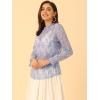 imageAllegra K Womens Elegant See Through Top Ruffle Frill Neck Long Sleeve Floral Lace BlouseGrey Blues