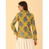 imageAllegra K Womens Elegant See Through Top Ruffle Frill Neck Long Sleeve Floral Lace BlouseGrey Yellow
