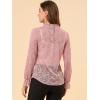 imageAllegra K Womens Elegant See Through Top Ruffle Frill Neck Long Sleeve Floral Lace BlousePink
