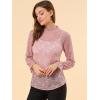imageAllegra K Womens Elegant See Through Top Ruffle Frill Neck Long Sleeve Floral Lace BlousePink