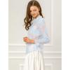 imageAllegra K Womens Elegant See Through Top Ruffle Frill Neck Long Sleeve Floral Lace BlousePinkblue
