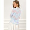 imageAllegra K Womens Elegant See Through Top Ruffle Frill Neck Long Sleeve Floral Lace BlousePinkblue