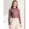 imageAllegra K Womens Elegant See Through Top Ruffle Frill Neck Long Sleeve Floral Lace BlouseRed