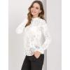 imageAllegra K Womens Elegant See Through Top Ruffle Frill Neck Long Sleeve Floral Lace BlouseWhite